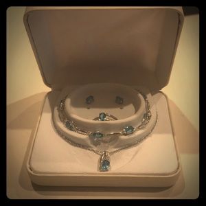 Sterling Silver Blue Topaz Jewelry Set